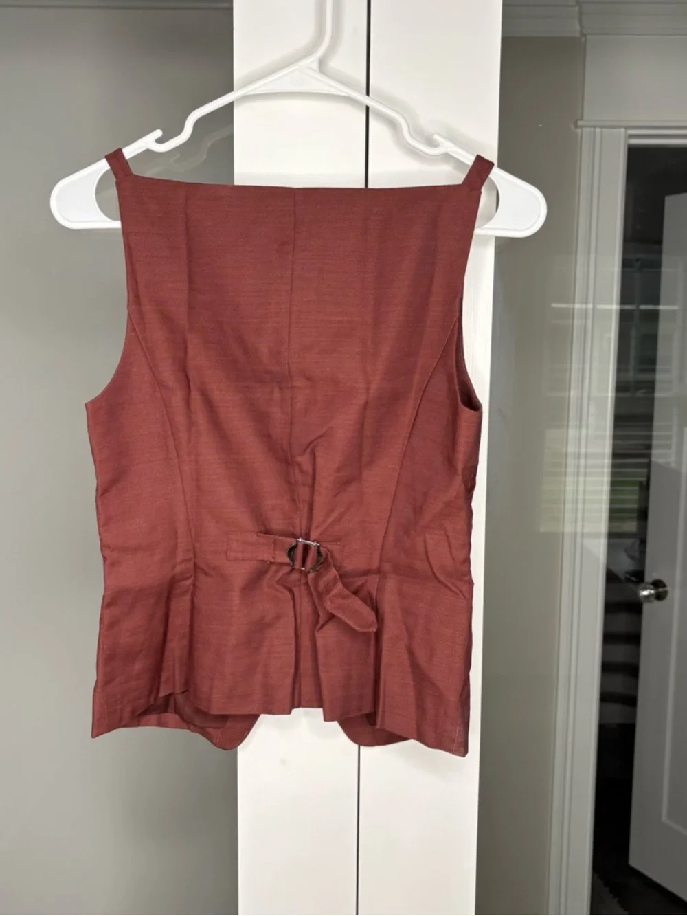 NWT J. Crew Button-up Cutaway Tank Top Gramercy Linen Blend Fresh Cacao Brown